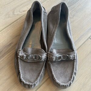 Coach Fortunata Loafer Suede Grey Gray with Signature "C"  Size 8.5